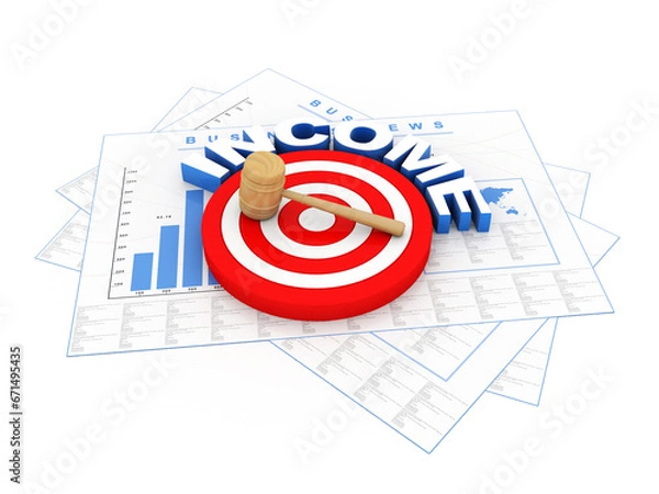 Fototapeta 3d illustration Income with target
