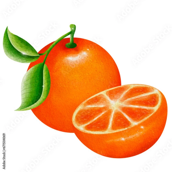 Obraz orange with leaf isolated