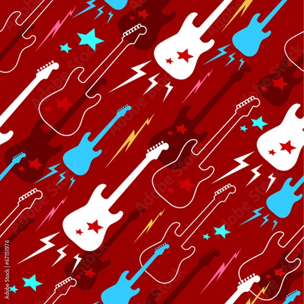 Fototapeta Seamless pattern with guitars
