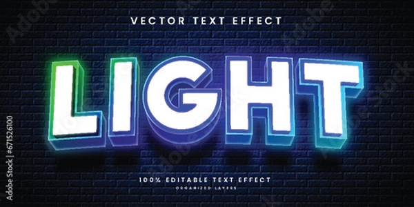 Fototapeta Neon light 3D editable text effect