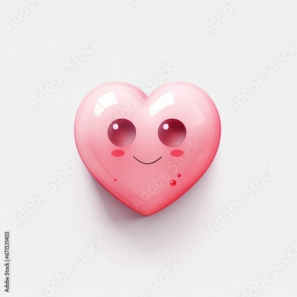 Fototapeta Realistic Minimalistic Blushing Love Emoticon Illustration for Romantic Greetings and Joyful Expressions - Valentine's Day Concept. Generative AI