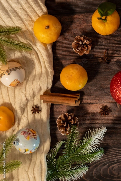 Obraz Christmas still life with fruit and spices