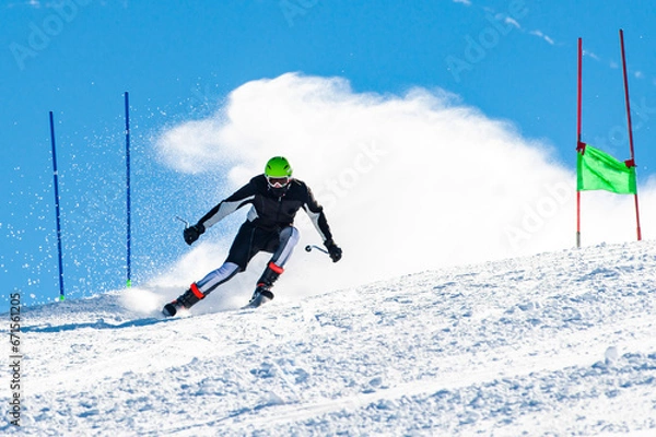 Obraz Skier on a slope in the italian alps