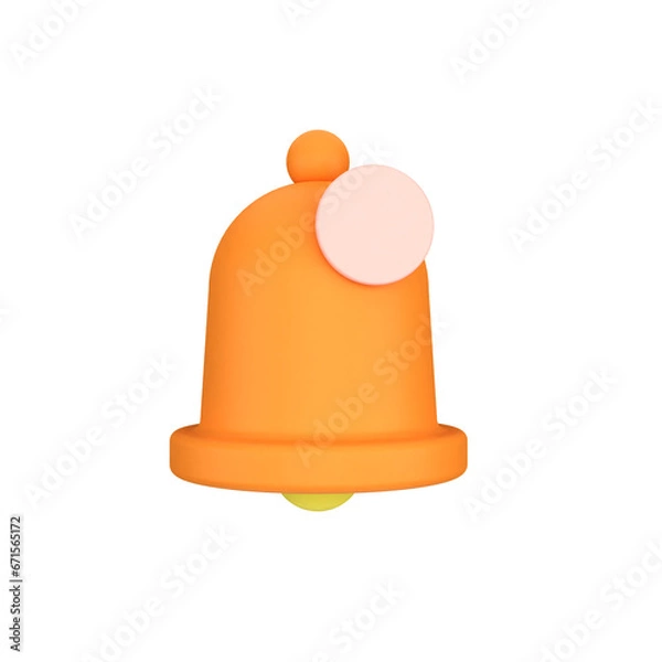 Fototapeta Orange Notification Bell 3D Icon for Alert and Reminder