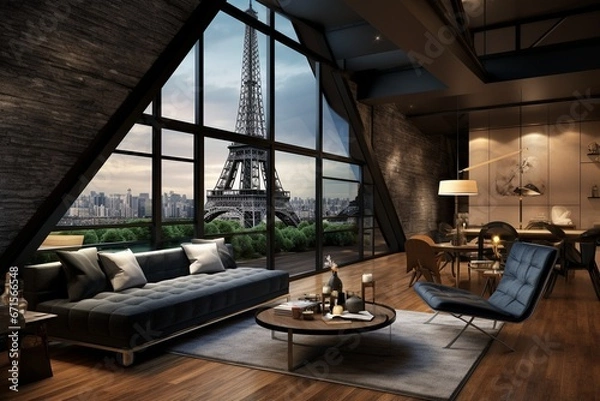 Obraz Penthouse Loft with Eiffel Tower View
