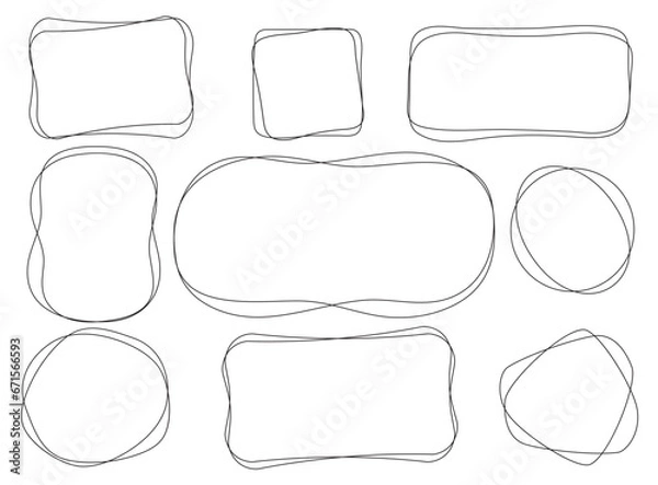 Fototapeta Set of simple line frames with double stroke. Abstract geometric frames. Thin Line Set for Invitation Decoration.