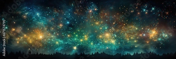 Obraz Kolorowe gwiaździste nocne niebo. 