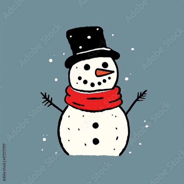 Fototapeta Snowman illustration. Generative AI