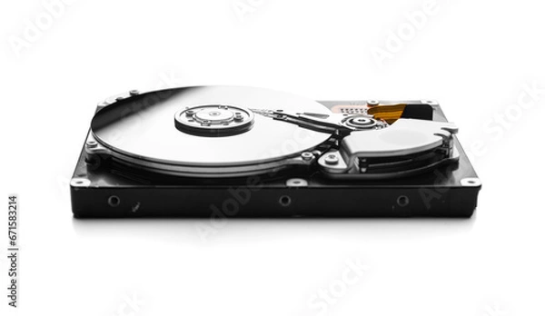 Fototapeta Open hard disk drive. Computer hard drive HDD. Computer memory.