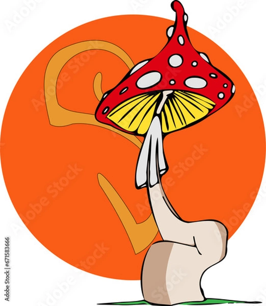 Obraz illustration of a person with a mushroom