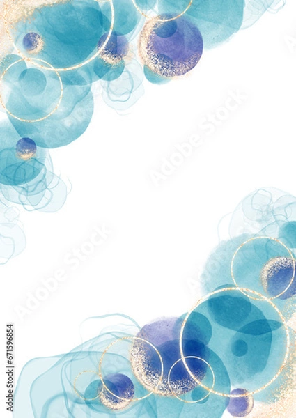 Obraz アルコールインクアート風の青い背景素材