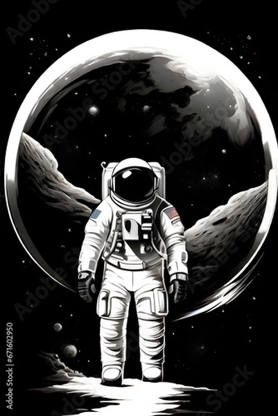 Fototapeta astronaut on the moon in space background