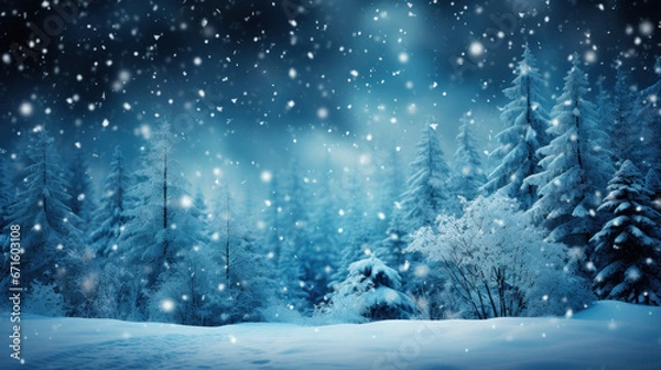 Fototapeta snow covered trees. Generative AI