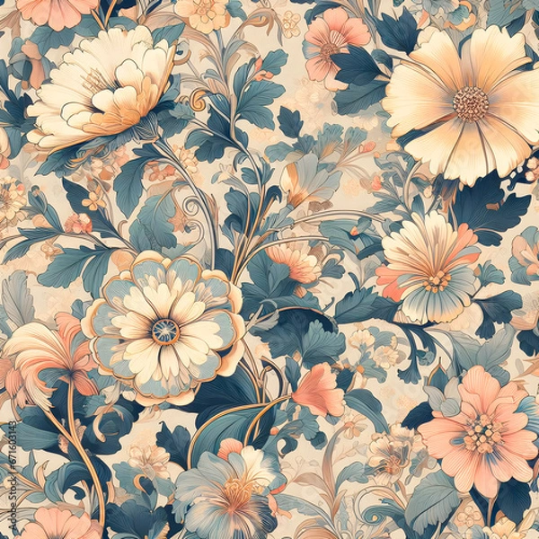 Fototapeta pattern floral texture walpapper generated ia