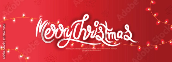 Obraz merry christmas and New Year hand lettring background  with christmas elements ,Vector Illustration.