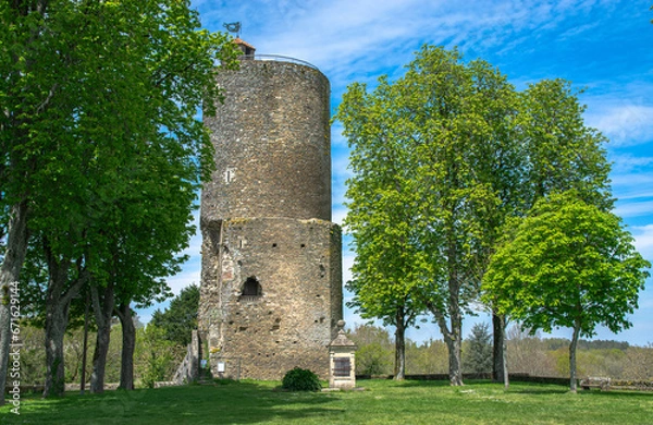 Obraz The Melusine Tower dates back to the early thirteenth century, According to legend, the tower was built by the fairy Melusine. Mervent-Vouvant,Vendée,FRANCE.