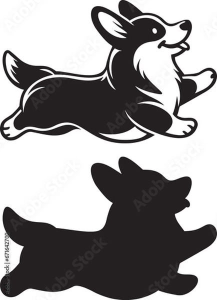 Fototapeta Corgi silhouette, Corgi Vector illustration