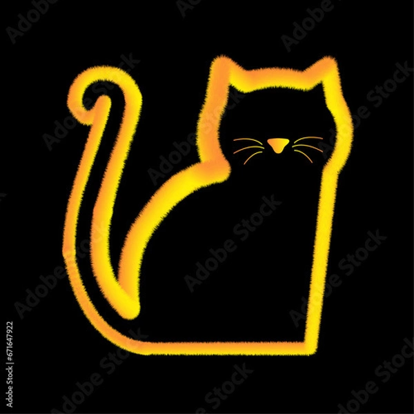 Obraz silhouette of a yellow cat on a black background