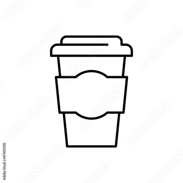 Fototapeta Paper coffee cup line icon. Editable stroke