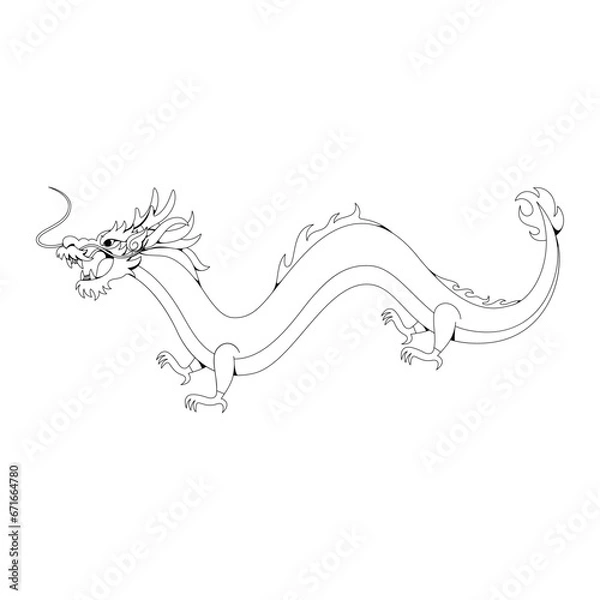 Fototapeta Vector Chinese Traditional Dragon Illustration Isolated