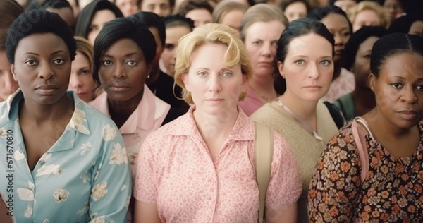 Obraz Group of diverse women looking at camera. Women's day concept, standing together.