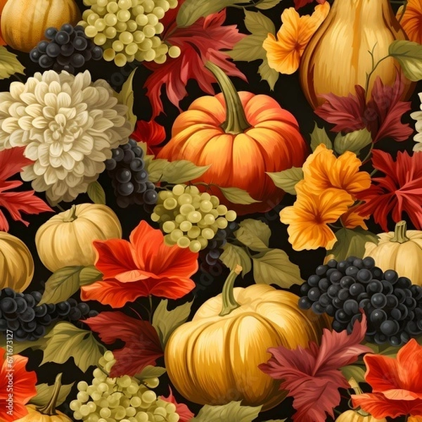 Fototapeta Thanksgiving seamless pattern, seamless pattern, Thanksgiving