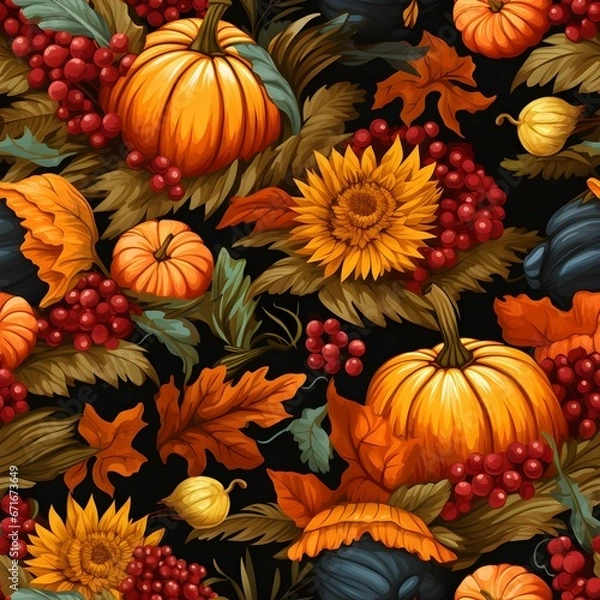 Fototapeta Thanksgiving seamless pattern, seamless pattern, Thanksgiving