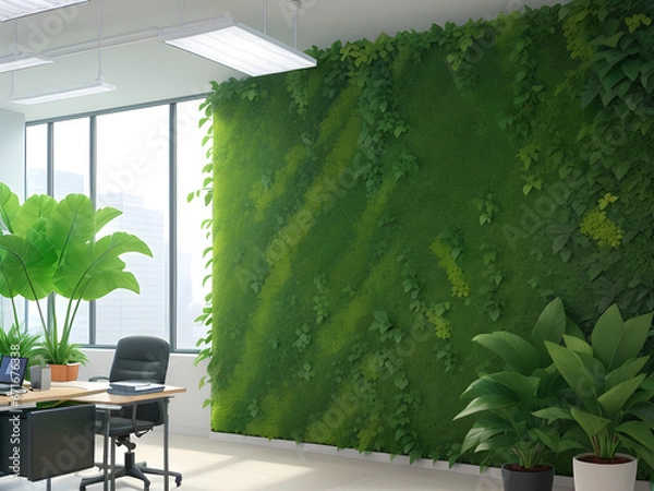 Obraz artificial green plants walls in office