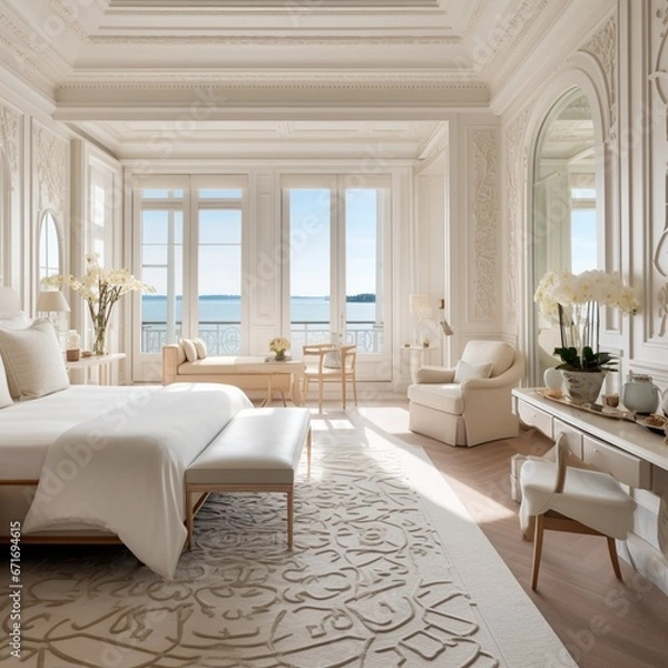 Obraz Dormitorio de lujo estilo Hamptons