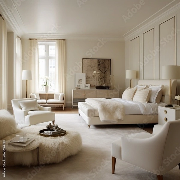 Obraz Dormitorio de lujo estilo Hamptons