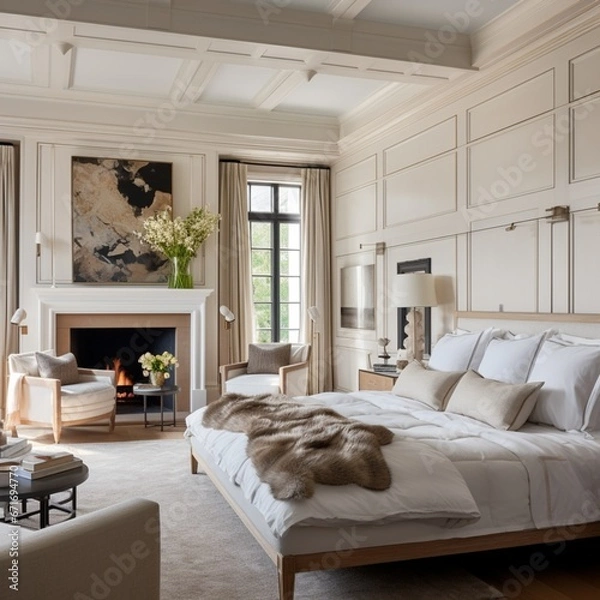 Obraz Dormitorio de lujo estilo Hamptons