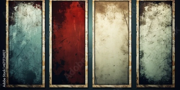 Fototapeta A set of four different colored glass panels. Ideal for interior decoration or artistic projects.