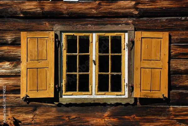 Fototapeta Old wooden window with shutters