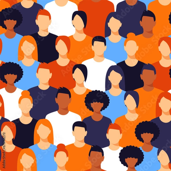 Obraz Seamless pattern with portraits of different people.