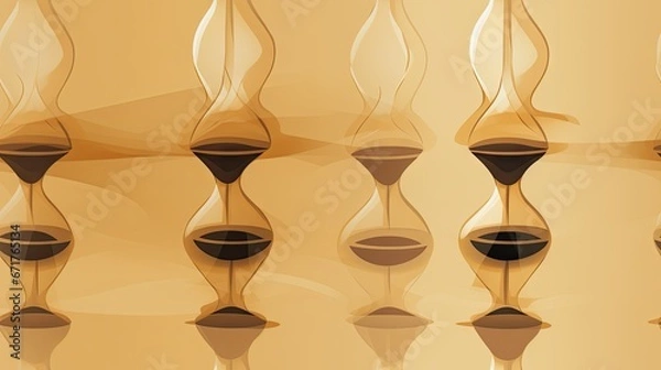 Fototapeta  a group of wine glasses sitting next to each other in front of a wall with a liquid pouring out of them.  generative ai