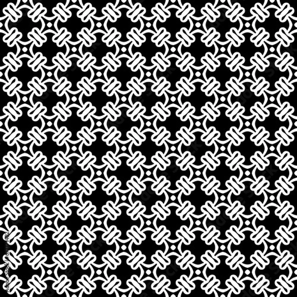 Fototapeta Black and white seamless abstract pattern. Background and backdrop. Grayscale ornamental design. Mosaic ornaments. Vector graphic illustration. EPS10.
