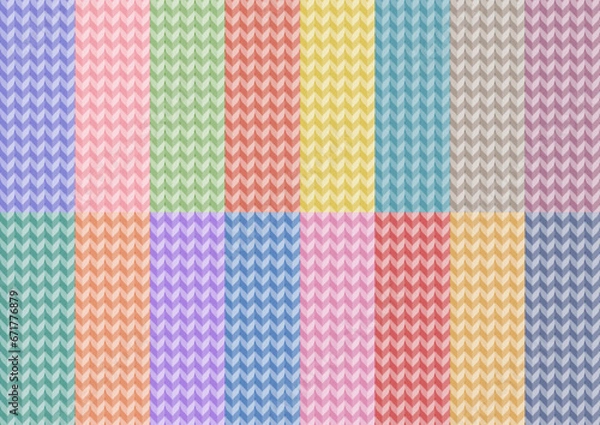 Fototapeta ニット模様イラストのカラーバリエーションセット