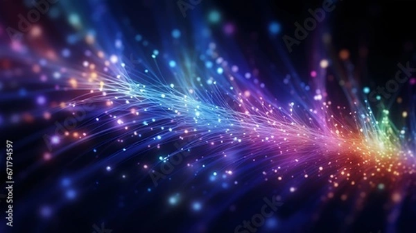 Obraz Illuminated Optical Fiber Array. Generative ai