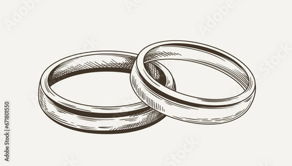 Fototapeta Wedding ring minimalistic sketch vector