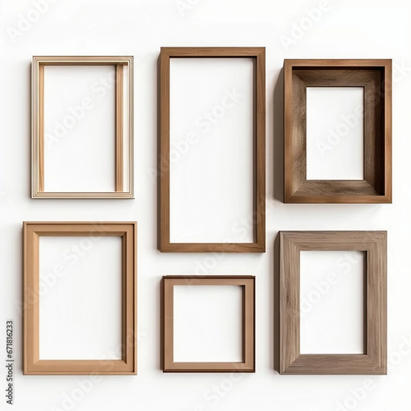 Fototapeta Wooden picture frame isolated on white background. 3d render.