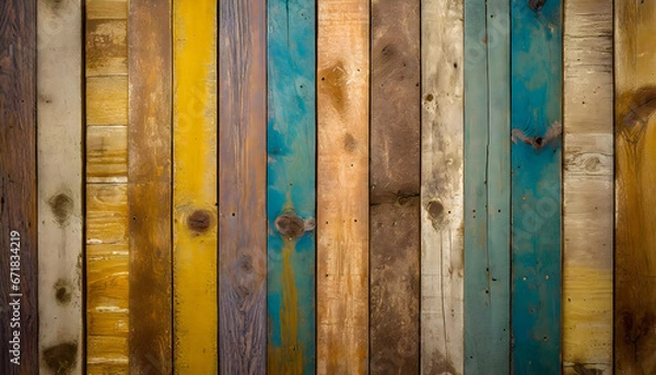 Fototapeta coloured wood planks wallpaper
