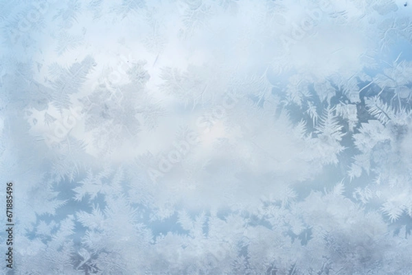 Fototapeta Frost patterns frosting over a blank canvas of snow, creating a mesmerizing abstract design.