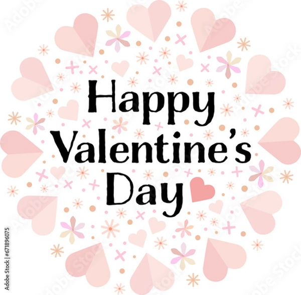 Fototapeta バレンタインのメッセージが書かれたハート模様のリースのベクターイラスト画像