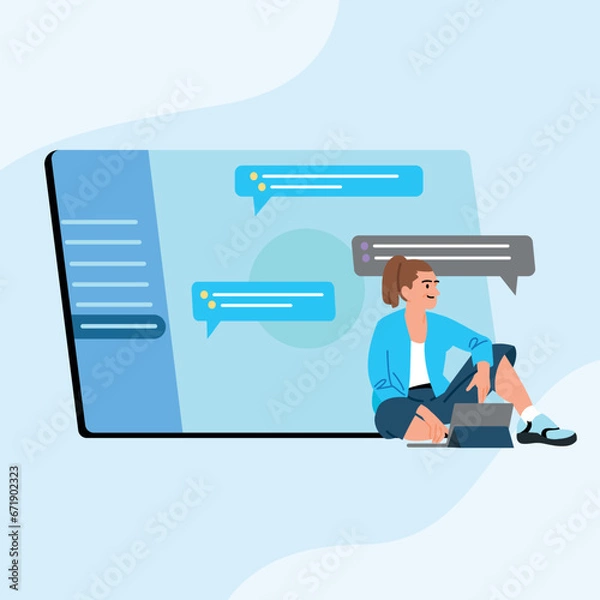 Fototapeta Enhancing Customer Engagement and Business Communication through Network Activity: Monitoring and Optimization for Global Content Sharing and Communication. A Vector Flat Illustration