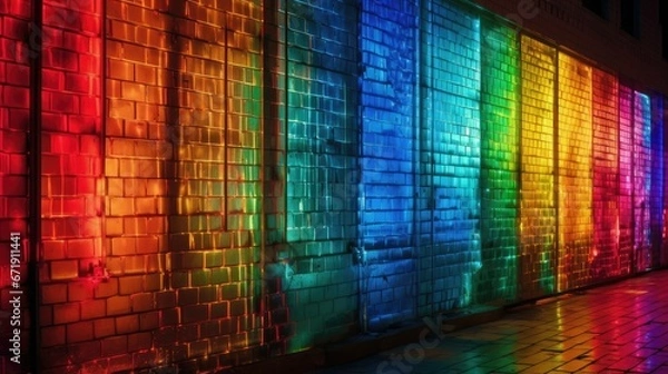 Fototapeta Abstract rainbow on grunge textured surface at sunlight AI generative image