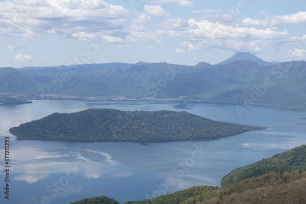 Obraz 屈斜路湖の中島と雄阿寒