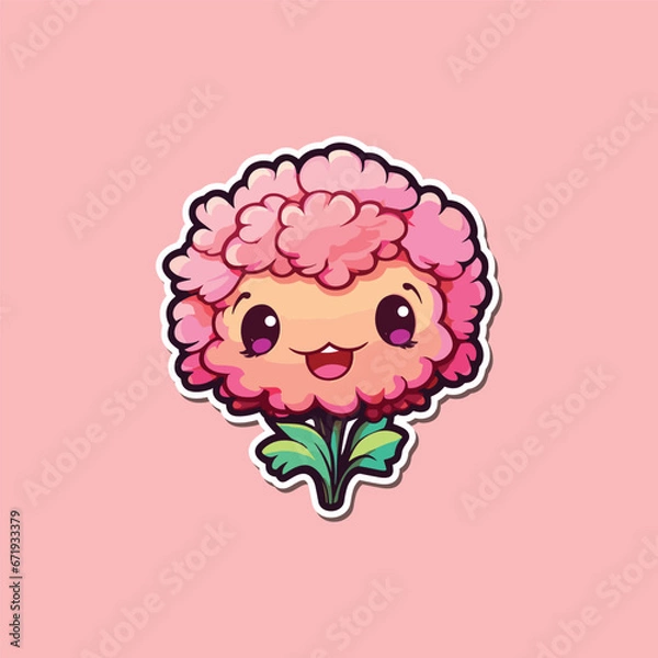 Obraz carnation sticker. kawaii cartoon illustration