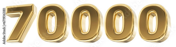 Fototapeta 70k Follower Gold Number 3D Render