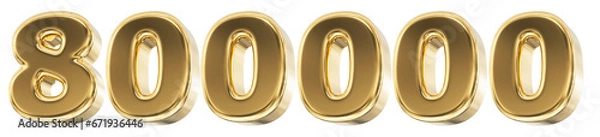 Fototapeta 800k Follower Gold Number 3D Render