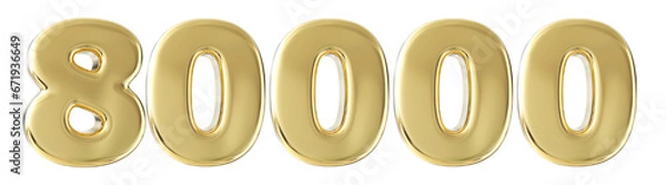 Fototapeta 80k Follower Gold Number 3D Render